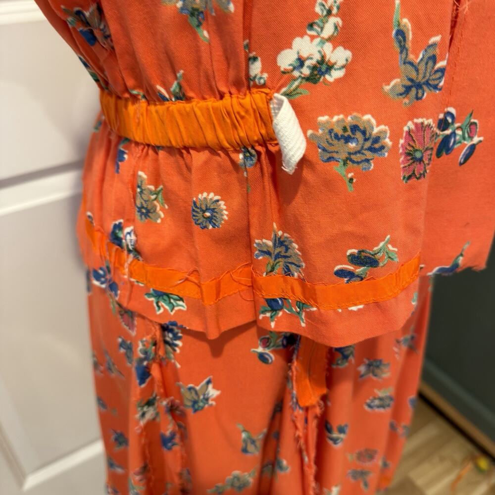 Orange Floral Vintage Top/Skirt Set Size Small 40’s or 70’s Cottagecore - Picture 12 of 16